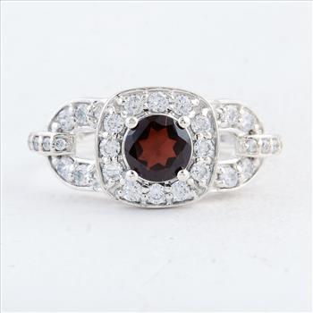 NO RESERVE 2.56 Ct Round Garnet 925 Sterling Silver Ring