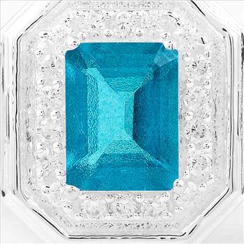 NO RESERVE 2.57 Ct Octagon Pariba Topaz, Amethyst, Cubic Zirconia 925 Sterling Silver Ring