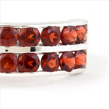 NO RESERVE 2.59 Ct Round Garnet 925 Sterling Silver Ring