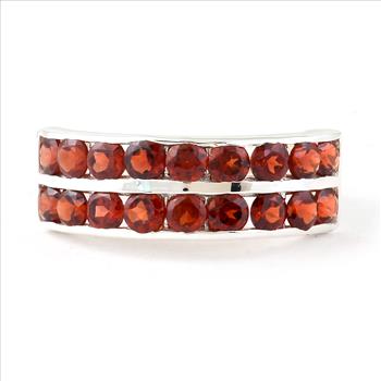 NO RESERVE 2.59 Ct Round Garnet 925 Sterling Silver Ring