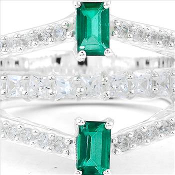 NO RESERVE 2.67 Ct Octagon Green Topaz, Cubic Zirconia 925 Sterling Silver Ring