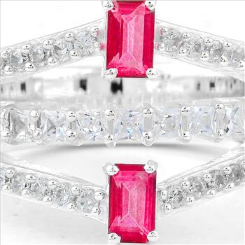 NO RESERVE 2.70 Ct Octagon Pink Topaz, Cubic Zirconia 925 Sterling Silver Ring