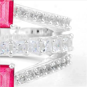 NO RESERVE 2.70 Ct Octagon Pink Topaz, Cubic Zirconia 925 Sterling Silver Ring