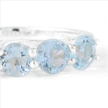 NO RESERVE 2.70 Ct Round Swiss Blue Topaz, 925 Sterling Silver Ring