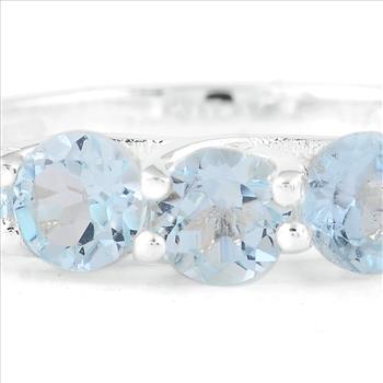 NO RESERVE 2.70 Ct Round Swiss Blue Topaz, 925 Sterling Silver Ring