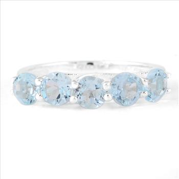 NO RESERVE 2.70 Ct Round Swiss Blue Topaz, 925 Sterling Silver Ring