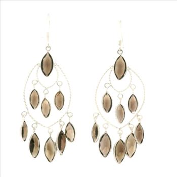 NO RESERVE 27.10 Ct Smoky Quartz 925 Sterling Silver Earrings