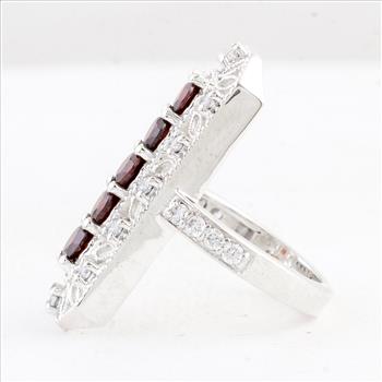 NO RESERVE 2.74 Ct Round Garnet 925 Sterling Silver Ring