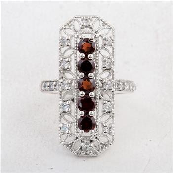 NO RESERVE 2.74 Ct Round Garnet 925 Sterling Silver Ring