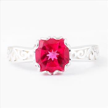 NO RESERVE 2.79 Ct Cushion Pink Topaz, 925 Sterling Silver Ring