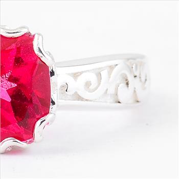 NO RESERVE 2.79 Ct Cushion Pink Topaz, 925 Sterling Silver Ring