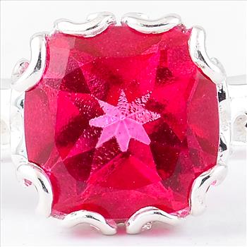 NO RESERVE 2.79 Ct Cushion Pink Topaz, 925 Sterling Silver Ring