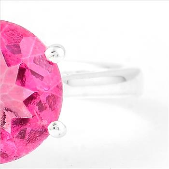 NO RESERVE 2.80 Ct Round Pink Topaz 925 Sterling Silver Ring