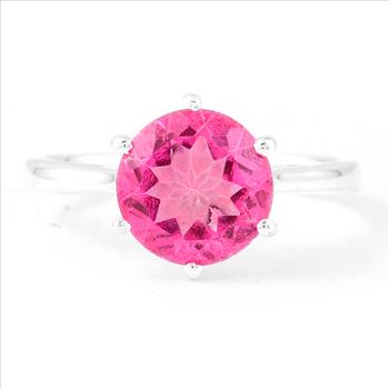 NO RESERVE 2.80 Ct Round Pink Topaz 925 Sterling Silver Ring