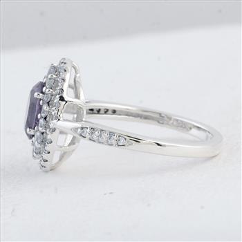 NO RESERVE 2.82 Ct Oval Amethyst, Cubic Zirconia 925 Sterling Silver Ring