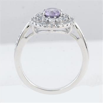 NO RESERVE 2.82 Ct Oval Amethyst, Cubic Zirconia 925 Sterling Silver Ring
