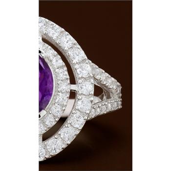 NO RESERVE 2.83 Ct Marquise Amethyst, Cubic Zirconia 925 Sterling Silver Ring