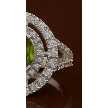 NO RESERVE 2.85 Ct Marquise Peridot, Cubic Zirconia 925 Sterling Silver Ring