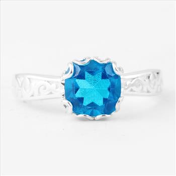 NO RESERVE 2.87 Ct Cushion Pariba Topaz, 925 Sterling Silver Ring