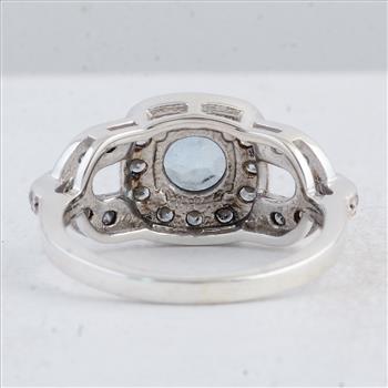 NO RESERVE 2.88 Ct Round Swiss Blue Topaz 925 Sterling Silver Ring