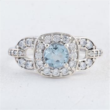 NO RESERVE 2.88 Ct Round Swiss Blue Topaz 925 Sterling Silver Ring