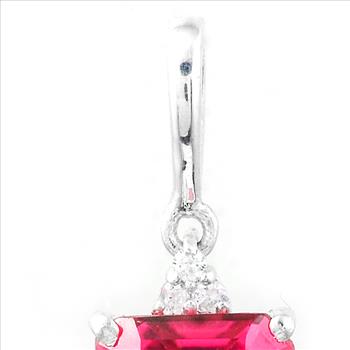 NO RESERVE 2.90 Ct Octagon Pink Topaz, White Zircon, 925 Sterling Silver Pendant