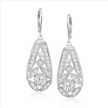 NO RESERVE 2.92 ct. Moissanite Round Sterling Silver Women Earrings