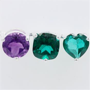 NO RESERVE 2.95 Ct Round Amethyst, Green Topaz 925 Sterling Silver Pendant