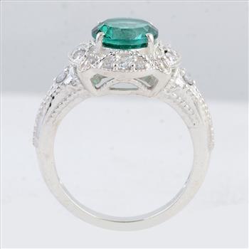 NO RESERVE 2.95 Ct Round Green Topaz 925 Sterling Silver Ring
