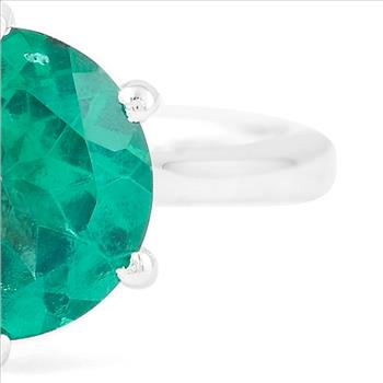 NO RESERVE 2.95 Ct Round Green Topaz 925 Sterling Silver Ring