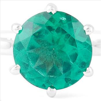 NO RESERVE 2.95 Ct Round Green Topaz 925 Sterling Silver Ring