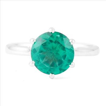 NO RESERVE 2.95 Ct Round Green Topaz 925 Sterling Silver Ring