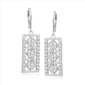 NO RESERVE 3.02 ct. Moissanite Round Sterling Silver Women Earrings