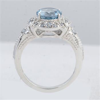 NO RESERVE 3.06 Ct Round Swiss Blue Topaz 925 Sterling Silver Ring