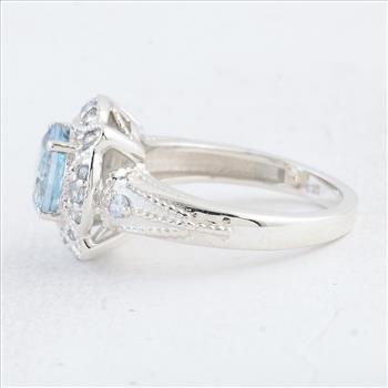 NO RESERVE 3.06 Ct Round Swiss Blue Topaz 925 Sterling Silver Ring