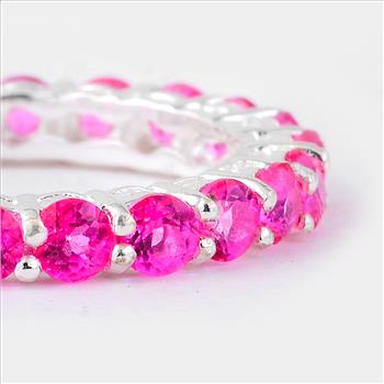 NO RESERVE 3.07 Ct Round Pink Topaz, 925 Sterling Silver Ring