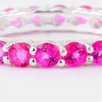 NO RESERVE 3.07 Ct Round Pink Topaz, 925 Sterling Silver Ring