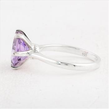 NO RESERVE 3.12 Ct Round Amethyst 925 Sterling Silver Ring