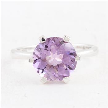NO RESERVE 3.12 Ct Round Amethyst 925 Sterling Silver Ring