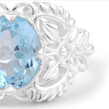 NO RESERVE 3.14 Ct Oval Blue Topaz, 925 Sterling Silver Ring