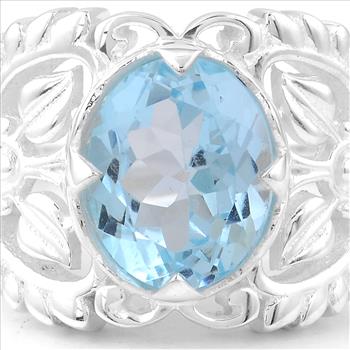 NO RESERVE 3.14 Ct Oval Blue Topaz, 925 Sterling Silver Ring