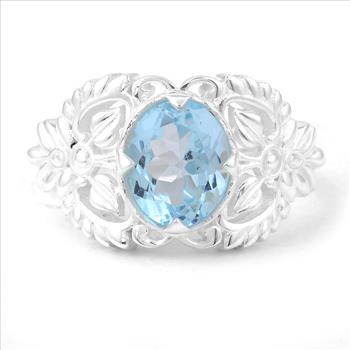 NO RESERVE 3.14 Ct Oval Blue Topaz, 925 Sterling Silver Ring
