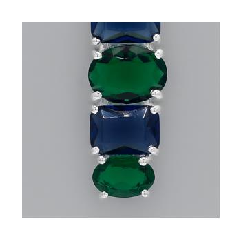 NO RESERVE 3.24 Ct Oval Created Emerald, Created Sapphire 925 Sterling Silver Pendant