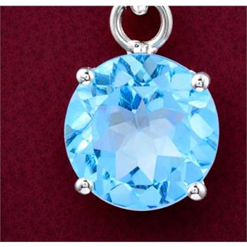 NO RESERVE 3.25 Ct Round Blue Topaz, 925 Sterling Silver Pendant