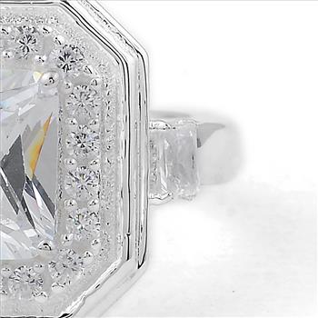 NO RESERVE 3.40 Ct Octagon Cubic Zirconia 925 Sterling Silver Ring