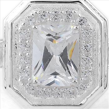 NO RESERVE 3.40 Ct Octagon Cubic Zirconia 925 Sterling Silver Ring