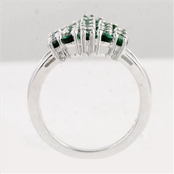 NO RESERVE 3.40 Ct Oval Created Glass Emerald 925 Sterling Silver Ring