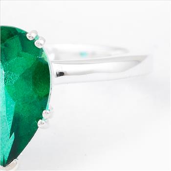NO RESERVE 3.42 Ct Pear Green Topaz, 925 Sterling Silver Ring