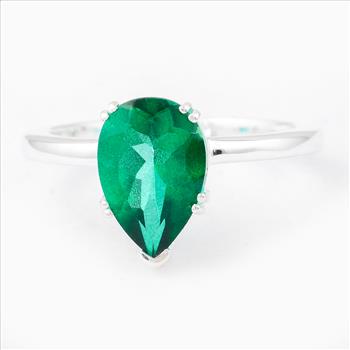 NO RESERVE 3.42 Ct Pear Green Topaz, 925 Sterling Silver Ring