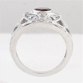 NO RESERVE 3.45 Ct Round Garnet 925 Sterling Silver Ring
